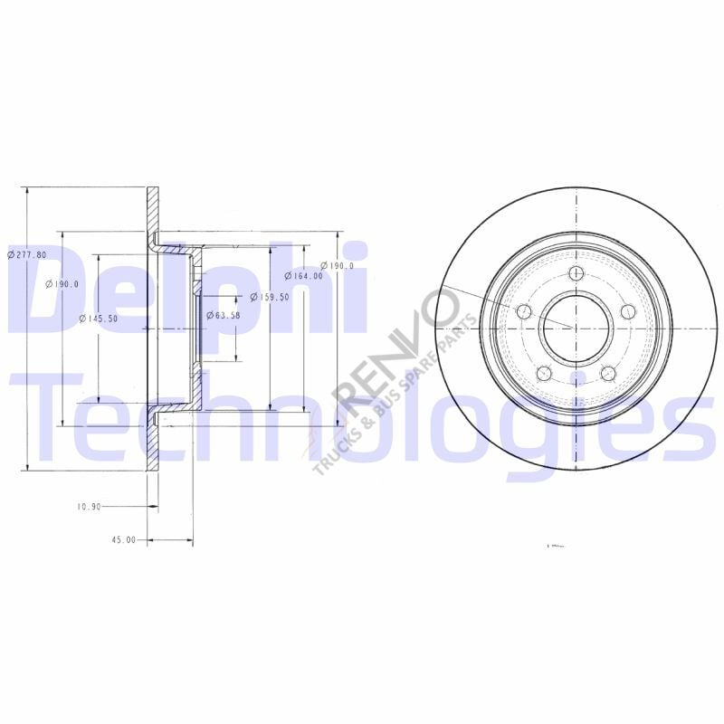 Ford Transit Connect 2002-2006 Arası 1.8 16V Arka Fren Diski Delphi Marka