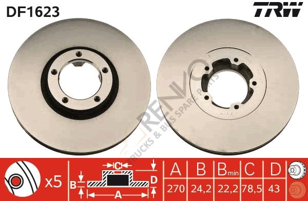 Ford Transit 1991-2000 Arası 2.5 TD Ön Fren Diski TRW Marka
