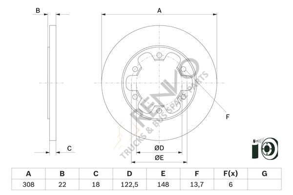 Ford Transit 2013-2017 Arası 2.2 TDCi RWD Arka Fren Diski Bosch Marka