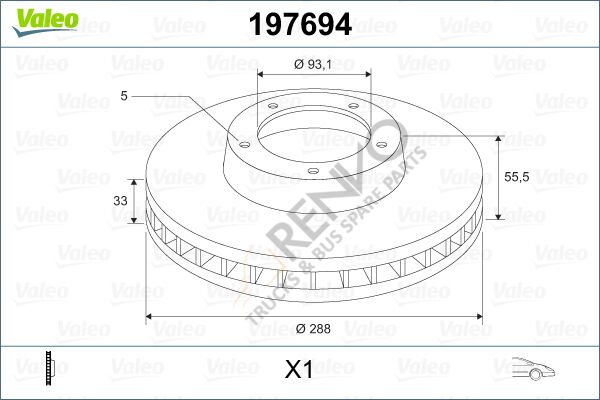Ford Transit 2012-2016 Arası 2.2 TDCi Ön Fren Diski Valeo Marka