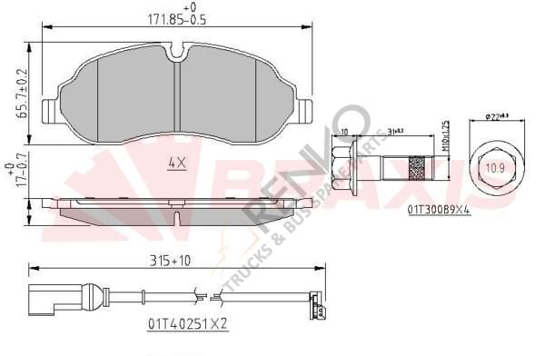 Ford Transit 2013-2017 Arası 2.2 TDCi RWD Ön Balata Braxis Marka