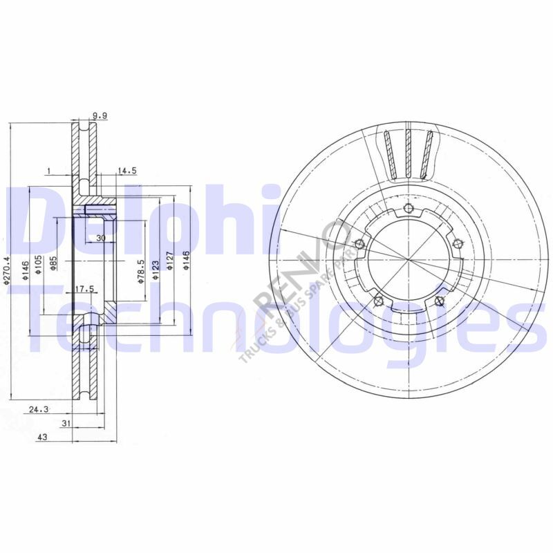 Ford Transit 1991-2000 Arası 2.5 DI Ön Fren Diski Delphi Marka