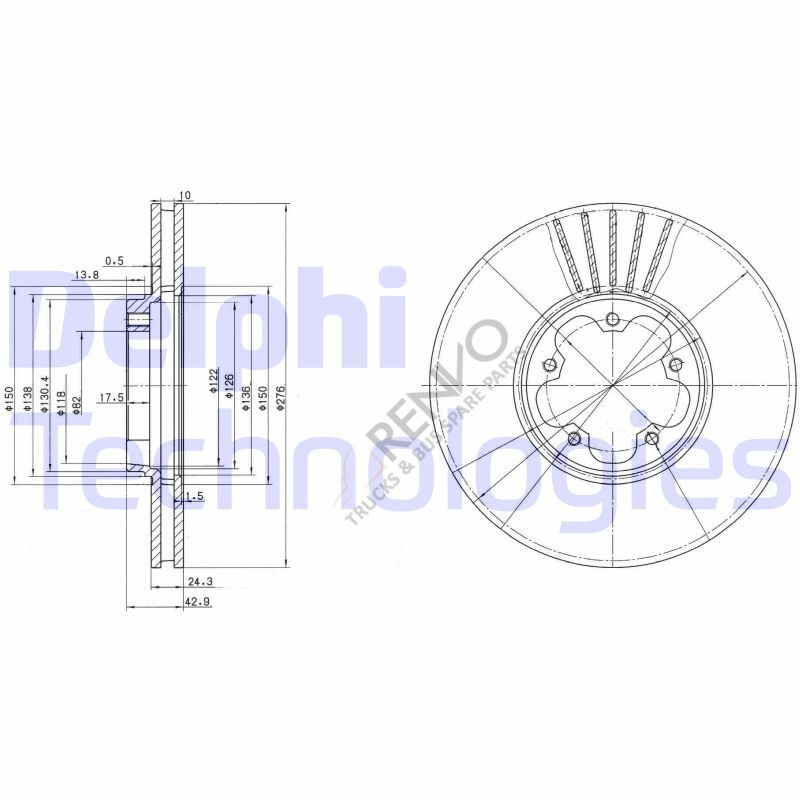Ford Transit 2000-2006 Arası 2.0 TDCi Ön Fren Diski Delphi Marka