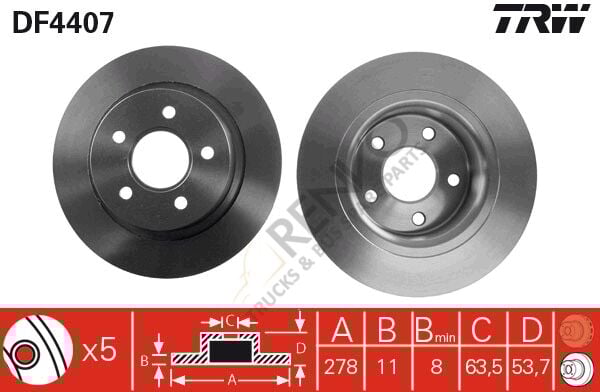 Ford Transit Connect 2002-2006 Arası 1.8 Di Arka Fren Diski TRW Marka