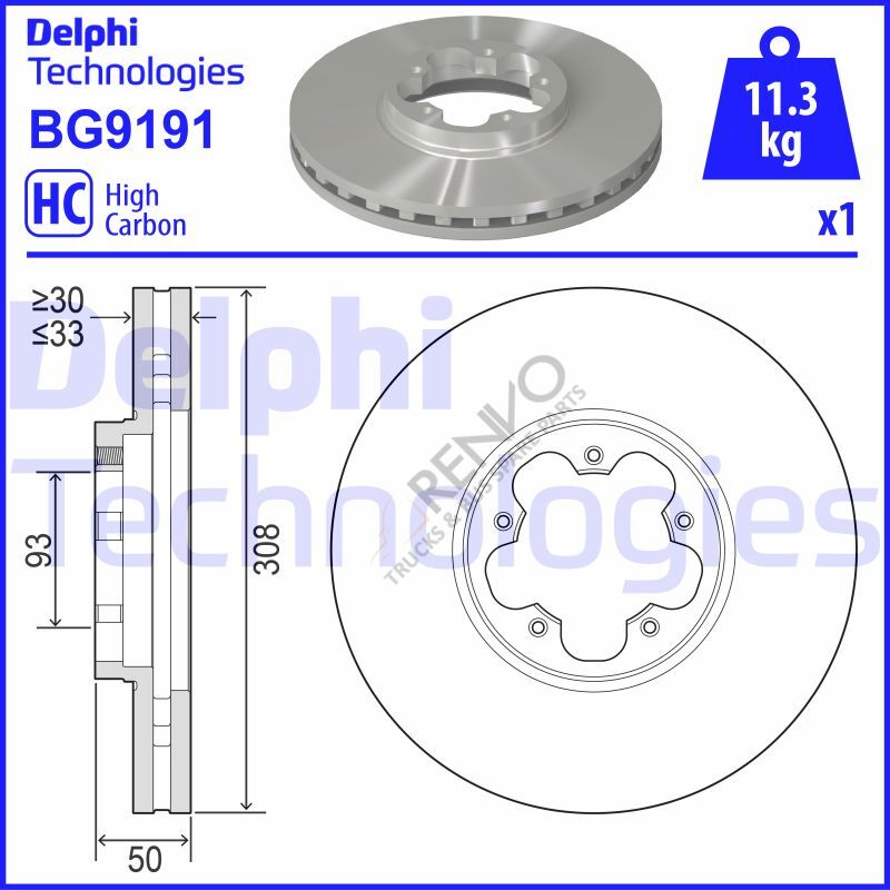 Ford Transit 2012-2016 Arası 2.2 TDCi Ön Fren Diski Delphi Marka