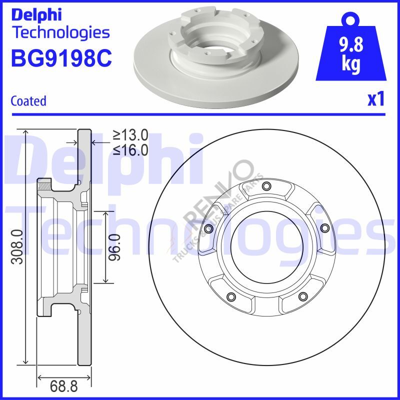 Ford Transit 2012-2016 Arası 2.2 TDCi Arka Fren Diski Delphi Marka