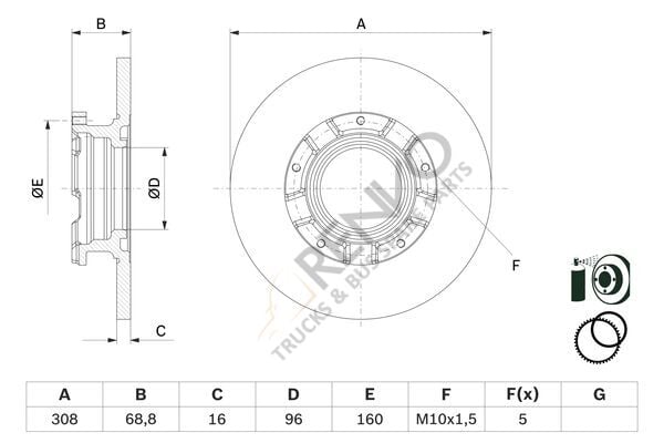 Ford Transit 2012-2016 Arası 2.2 TDCi Arka Fren Diski Bosch Marka