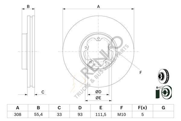 Ford Transit 2013-2017 Arası 2.2 TDCi RWD Ön Fren Diski Bosch Marka