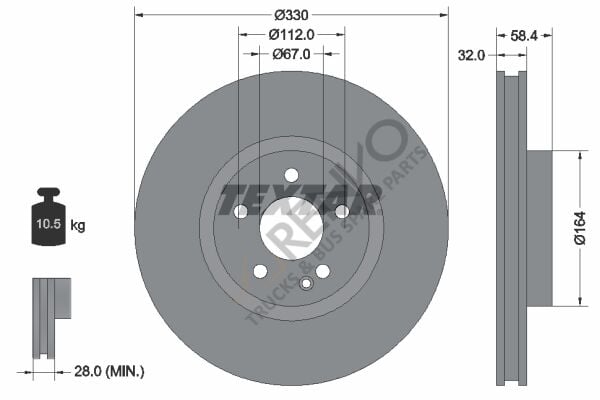 Mercedes Vito 2014-2018 Arası V 220 CDI / d Ön Fren Diski Textar Marka