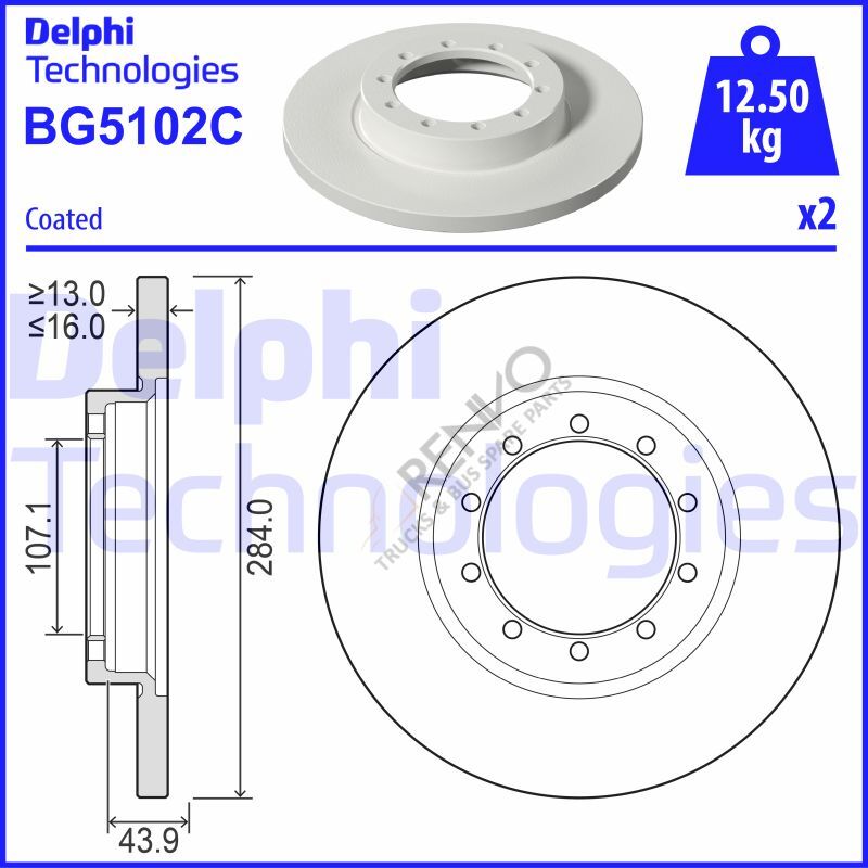 Ford Transit 2006-2014 Arası 2.2 TDCi RWD Arka Fren Diski Delphi Marka