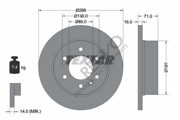 Mercedes Sprinter 2006-2010 Arası 319 CDI / BlueTEC Arka Fren Diski Textar Marka