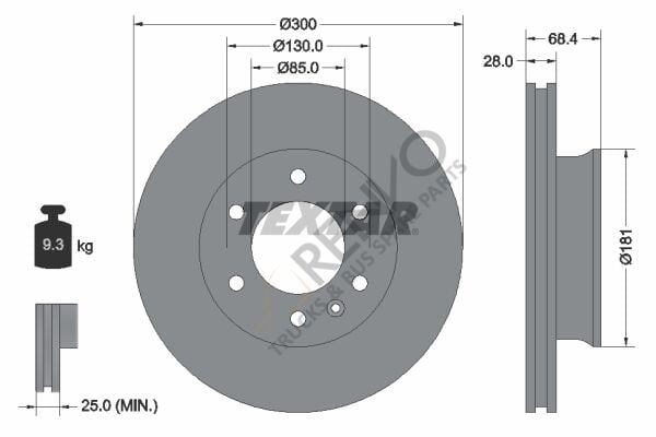 Mercedes Sprinter 2006-2010 Arası 319 CDI / BlueTEC Ön Fren Diski Textar Marka