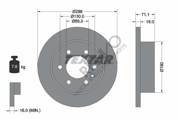 Mercedes Sprinter 2018-2022 Arası 316 CDI Arka Fren Diski Textar Marka