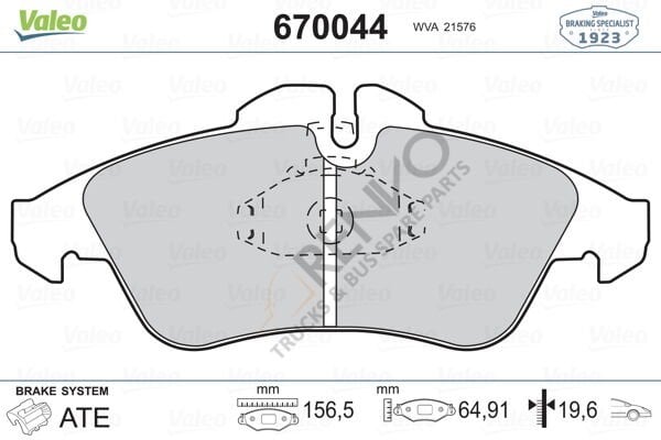 Mercedes Sprinter 1995-2006 Arası 214 Ön Balata Valeo Marka