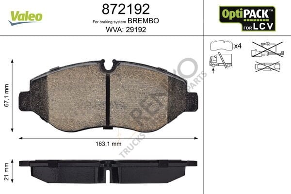 Mercedes Sprinter 2006-2010 Arası 319 CDI / BlueTEC Ön Balata Valeo Marka
