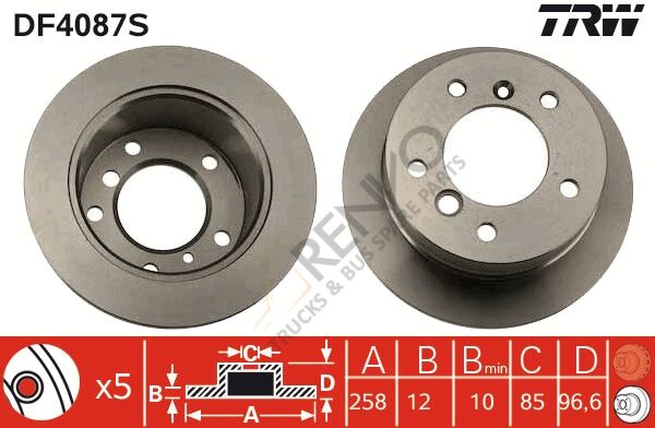 Mercedes Sprinter 1995-2006 Arası 212 D Arka Fren Diski TRW Marka