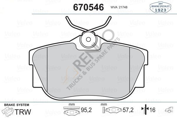 RENAULT TRAFIC 1.9  DCI 80 DCI 101, 2.01 01-VIVARO 1.9DTI 2.0 ARKA FREN BALATASI     7701054772, 4414520, 440607091R,  VALEO 670546