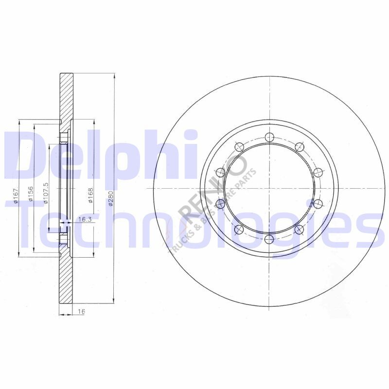 Ford Transit 2006-2014 Arası 2.2 TDCi RWD Arka Fren Diski Delphi Marka