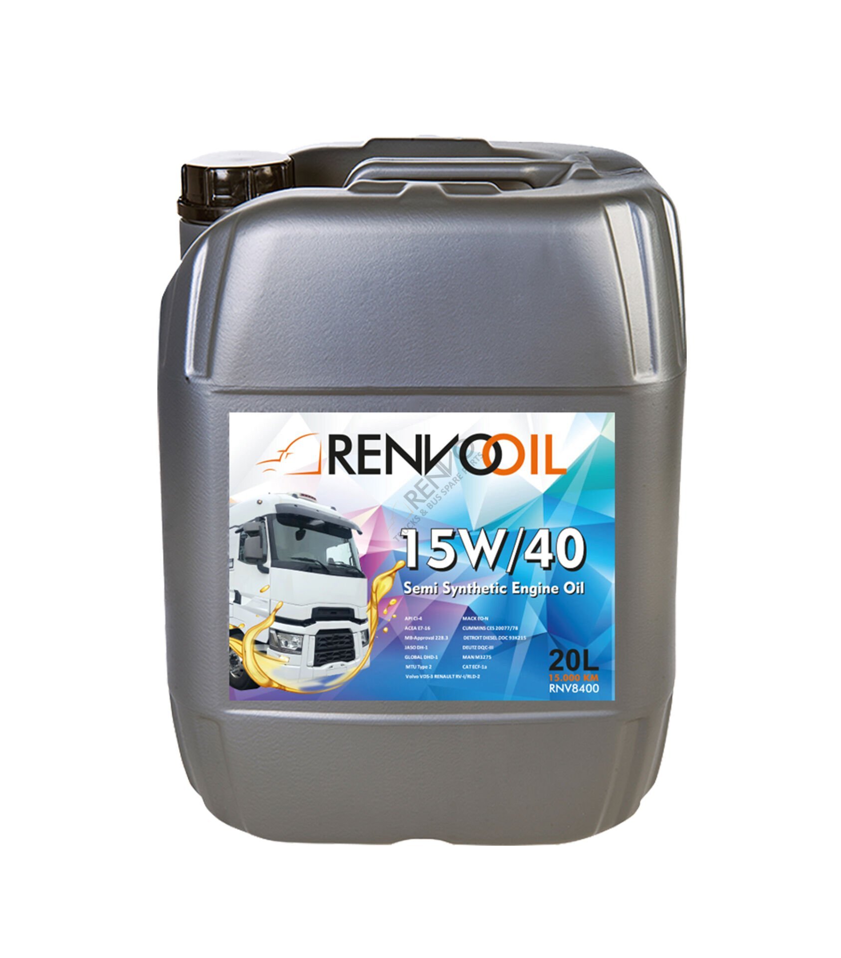 15W40 RNV 8400 : 15000 KM RENVO 8400 15W40 20LT P.PAIL ( DIZEL MOTOR YAGI ) GTIP : 271019810000