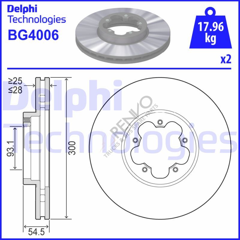 Ford Transit 2006-2014 Arası 2.2 TDCi RWD Ön Fren Diski Delphi Marka