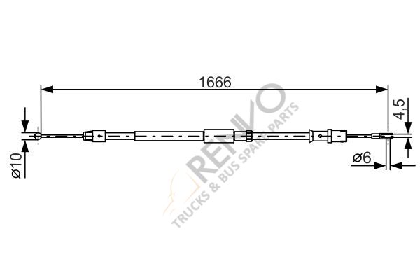 Mercedes Sprinter 2006-2010 Arası 319 CDI / BlueTEC 4x4 Arka Sağ-Sol Uyumlu El Fren Teli Bosch Marka