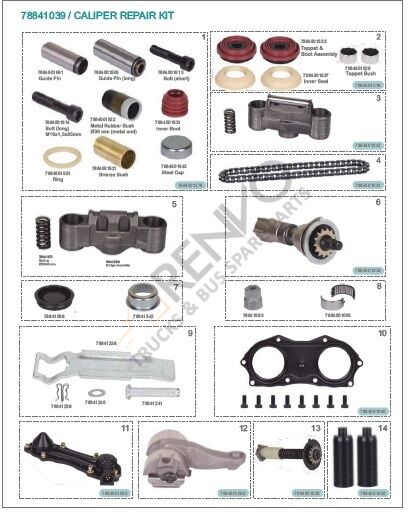1612740, 1612741, 1449167, 1449168, 1399063, 1399064,  K003806, K003805 DAF KALİPER SET TAMIR TAKIMI KNORR TIPI