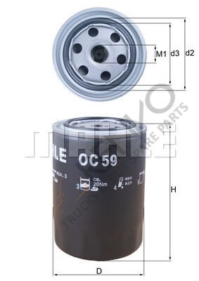 Ford Transit 1991-1994 Arası 2.5 DI Yağ Filtresi Mahle Marka