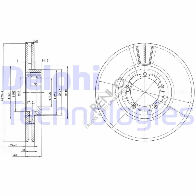 Ford Transit 1991-2000 Arası 2.5 DI Ön Fren Diski Delphi Marka