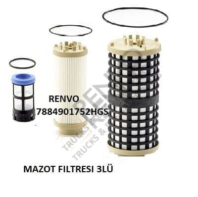 MECEDES OM 471-LA ACTROS EURO 6 MITSUBISH FUSO MAZOT FILTRESI 3LÜ TAKIM A0000901752, E429KPD2433, 0000901552, 0000901652, MX003264