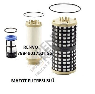 MECEDES OM 471-LA ACTROS EURO 6 MITSUBISH FUSO MAZOT FILTRESI 3LÜ TAKIM A0000901752, E429KPD2433, 0000901552, 0000901652, MX003264