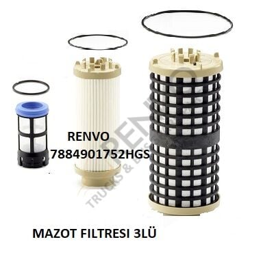 MECEDES OM 471-LA ACTROS EURO 6 MITSUBISH FUSO MAZOT FILTRESI 3LÜ TAKIM A0000901752, E429KPD2433, 0000901552, 0000901652, MX003264