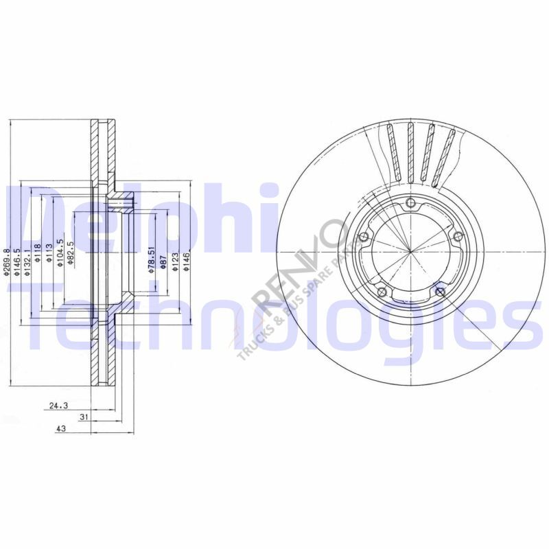 Ford Transit 1994-2000 Arası 2.5 DI Ön Fren Diski Delphi Marka