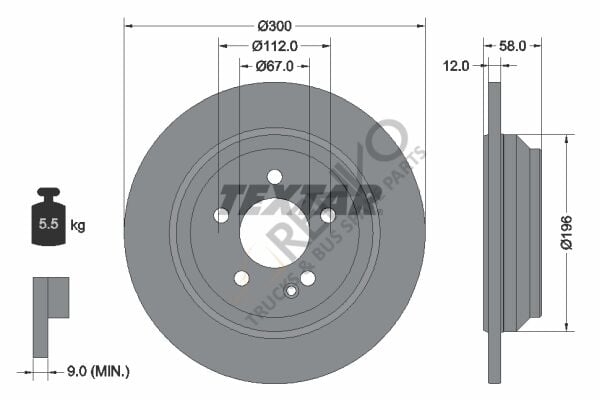 Mercedes Vito 2014-2018 Arası V 220 CDI / d Arka Fren Diski Textar Marka
