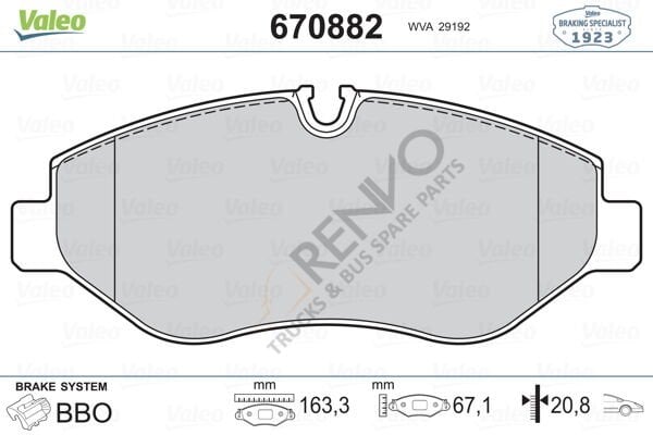 Mercedes Vito 2003-2007 Arası 110 CDI Ön Balata Valeo Marka