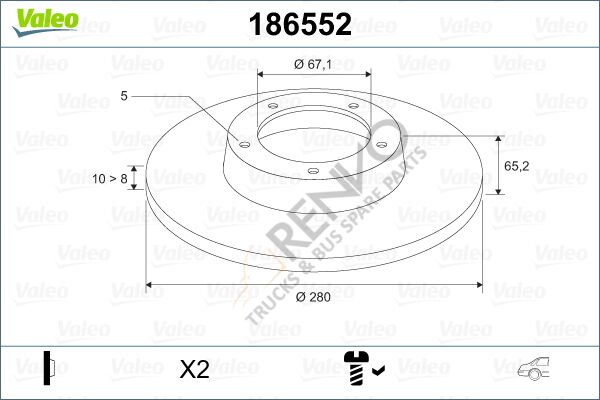 Mercedes Vito 1996-2003 Arası V 230 TD Arka Fren Diski Valeo Marka