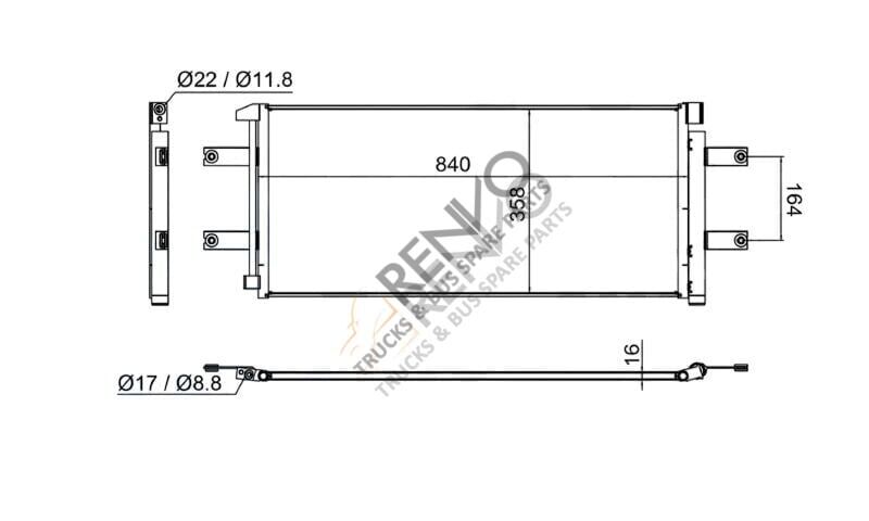 9615000054/9615000054KL/KALE 382725-941254 KLİMA RADYATÖRÜ MERCEDES ACTROS MP4/M5 11 AROCS