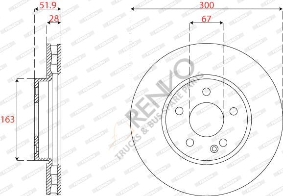 Mercedes Vito 2014-2018 Arası 109 CDI Ön Fren Diski Ferodo Marka