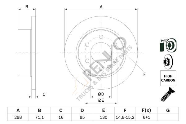 Mercedes Sprinter 2006-2010 Arası 313 CDI 4x4 Arka Fren Diski Bosch Marka