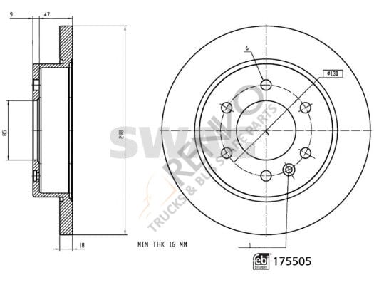 Mercedes Sprinter 2018-2022 Arası 314 CDI Arka Fren Diski Swag Marka