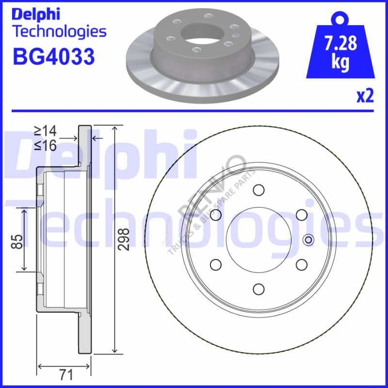 Mercedes Sprinter 2006-2010 Arası 319 CDI / BlueTEC 4x4 Arka Fren Diski Delphi Marka
