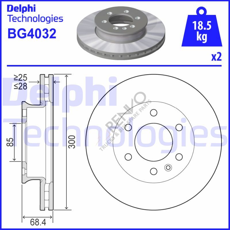 Mercedes Sprinter 2006-2010 Arası 319 CDI / BlueTEC Ön Fren Diski Delphi Marka