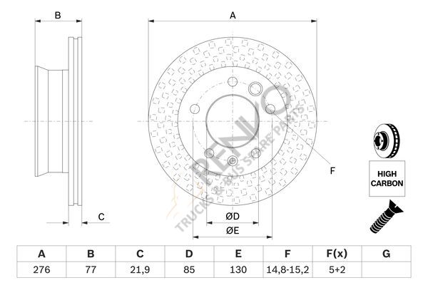 Mercedes Sprinter 1995-2012 Arası 308 D 2.3 Ön Fren Diski Bosch Marka