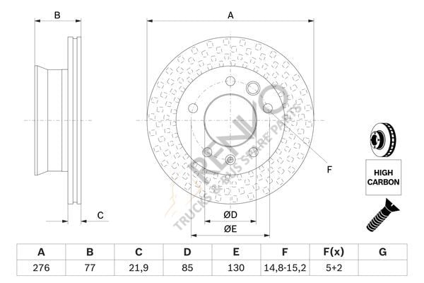 Mercedes Sprinter 1995-2006 Arası 212 D Ön Fren Diski Bosch Marka