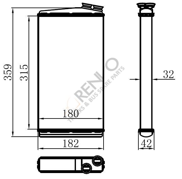 RENAULT TRUCKS PREMIUM KERADXI 430/460 DAF LF45/ LF55 VOLVO FLII  ISITMA ELEMANI KALORİFER RADYATÖRÜ, KALORİFER PETEĞİ     OEM : 7421395999,690017,21395999