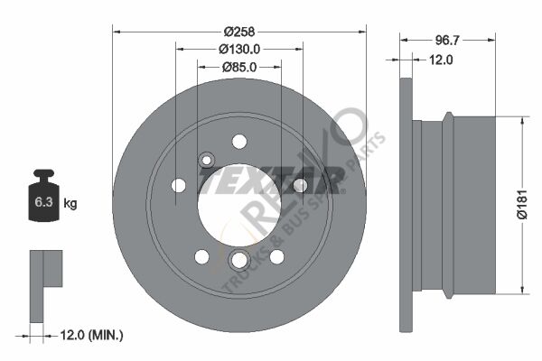 Mercedes Sprinter 1995-2006 Arası 214 Arka Fren Diski Textar Marka