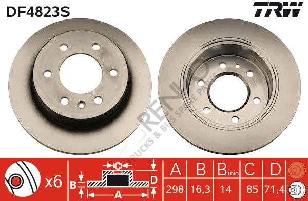 Mercedes Sprinter 2006-2010 Arası 319 CDI / BlueTEC Arka Fren Diski TRW Marka