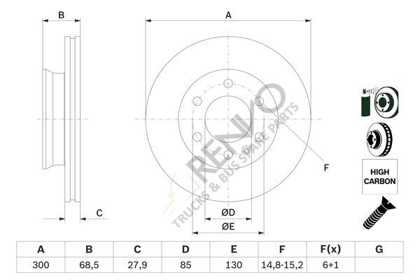 Mercedes Sprinter 2006-2010 Arası 319 CDI / BlueTEC Ön Fren Diski Bosch Marka